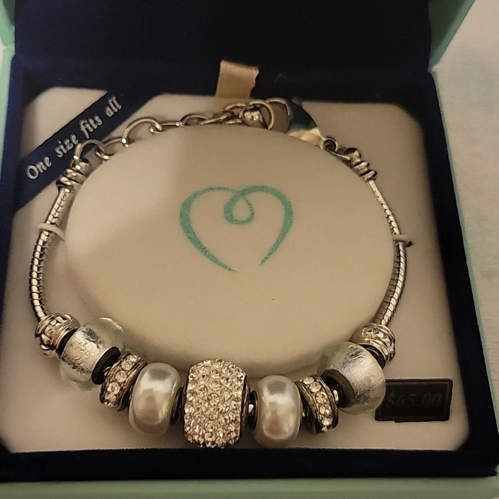 NWT Lovita Bracelet Silver Tone Clear Crystal & Stone Accents Adjustable Elegant - Picture 6 of 6